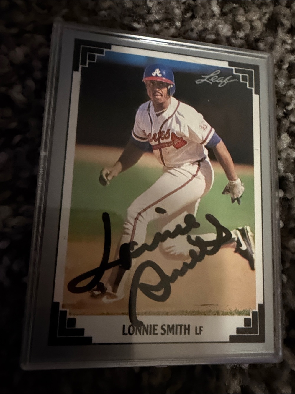 Lonnie Smith Autograph Baseball Card - White/Blue